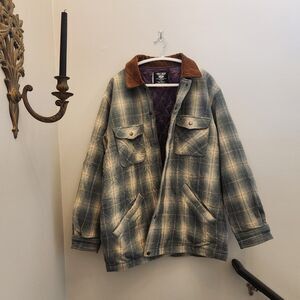 Vtg 70s? McGregor Green Plaid Wool Blend Quilt Lined Jacket Retro Coat Workwear